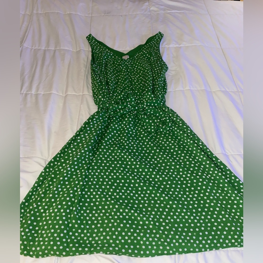 Green polka dot dress